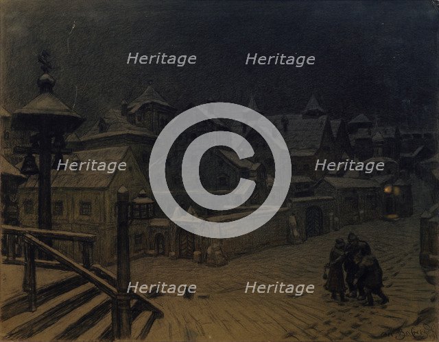 The boyars' mansions sleeping, 1918. Artist: Vasnetsov, Appolinari Mikhaylovich (1856-1933)