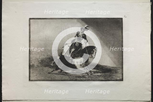 Bullfights: Charles V spearing a bull, 1876. Creator: Francisco de Goya (Spanish, 1746-1828).