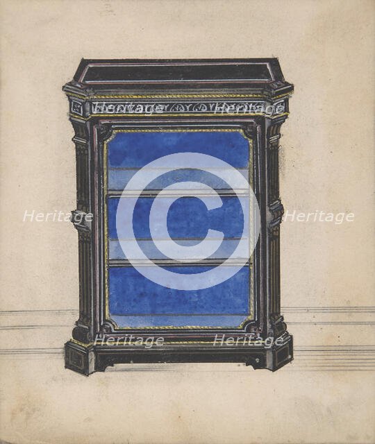 Design for a Black Cabinet with a Blue Interior, 19th century. Creator: Anon.