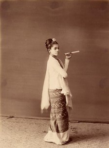 Burmese Girl and her Cheroot, about 1885. Creator: Felice Beato.