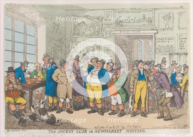 The Jockey Club or Newmarket Meeting, October 10, 1811., October 10, 1811. Creator: Thomas Rowlandson.