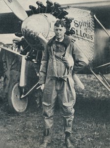 American aviator Charles Lindbergh and his plane, 'Spirit of St Louis', c1927 (c1937). Artist: Unknown.