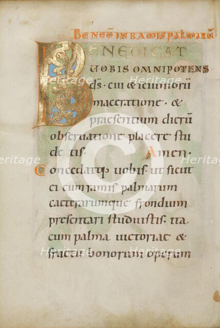 Decorated Incipit Page; Benedictional, about 1030-1040. Creator: Unknown.