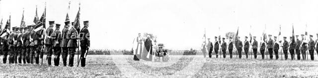 The Royal Review...in Worsley Park:...the Bishop of Manchester blessing the Colours..., 1909. Creator: Topical Press Agency.