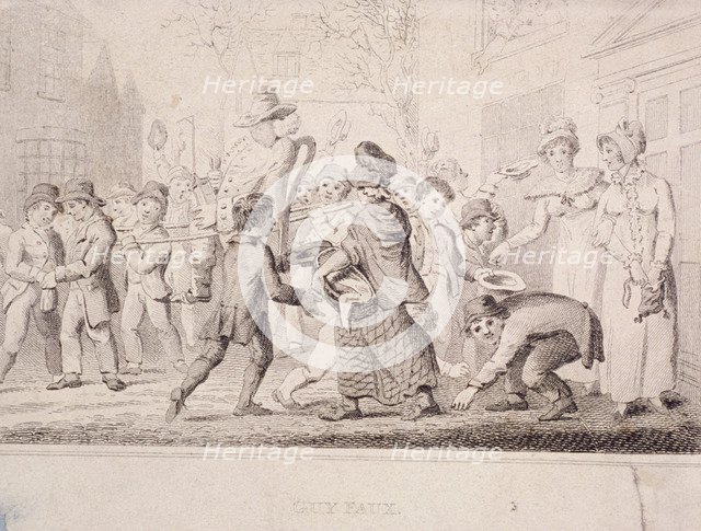 Children collecting pennies for the Guy, 1816. Artist: Anon