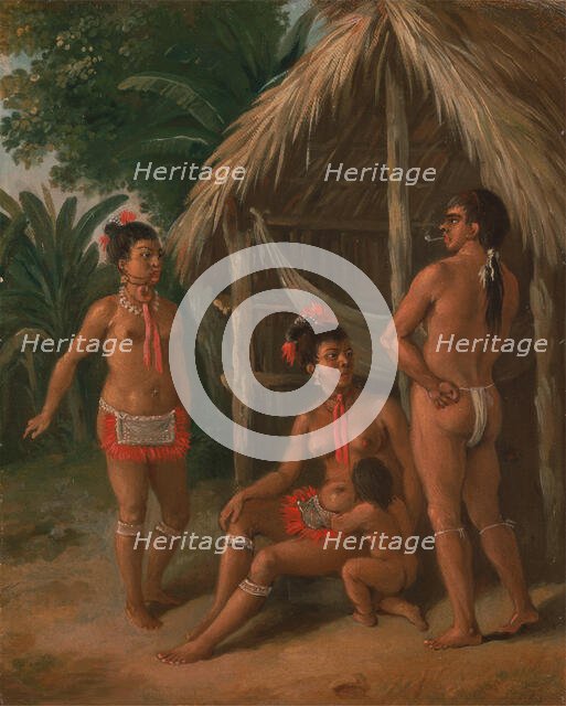 A Leeward Islands Carib family outside a Hut, ca. 1780. Creator: Agostino Brunias.