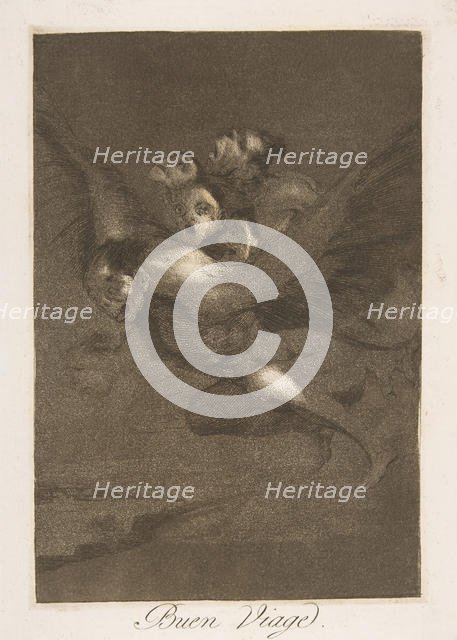 Plate 64 from 'Los Caprichos': Bon voyage (Buen Viage.), 1799. Creator: Francisco Goya.