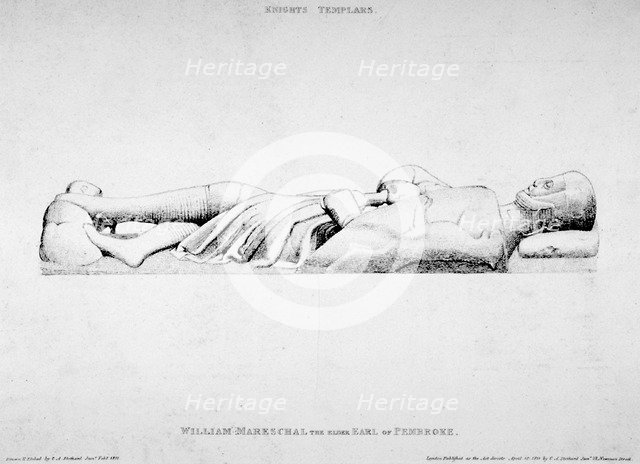Effigy of William Marshall, Earl of Pembroke, Temple Church, City of London, 1840.                   Artist: Charles Alfred Stothard