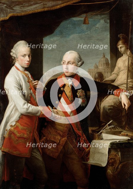 Emperor Joseph II with Grand Duke Pietro Leopoldo of Tuscany, 1769. Artist: Batoni, Pompeo Girolamo (1708-1787)