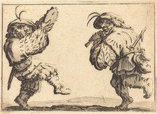 Dancers with Flute and Tambourine, c. 1617. Creator: Jacques Callot.