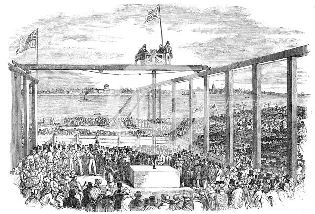 Ceremony of laying the first stone of the Birkenhead Docks, 1844. Creator: Unknown.
