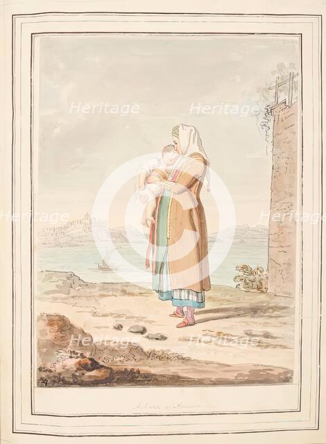 A Nurse of Procida, leaf from 'A Collection of Dresses by David Allan Mostly from Nature', 1776. Creator: David Allan.