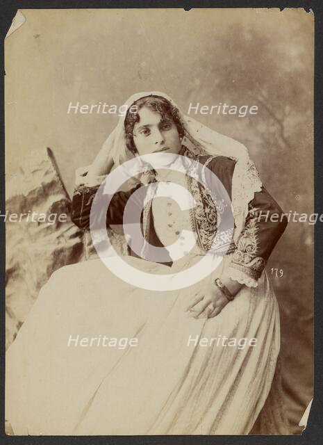 Portrait of woman with lace veil, about 1870-1880. Creator: Unknown.