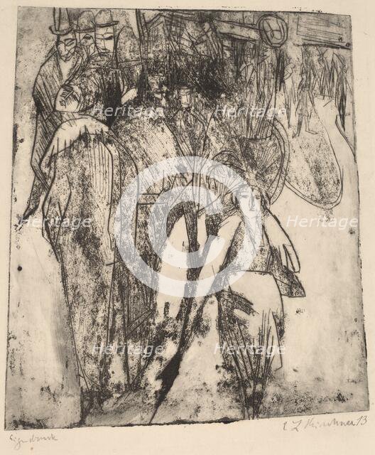 Street Scene with an Omnibus, 1914. Creator: Ernst Kirchner.