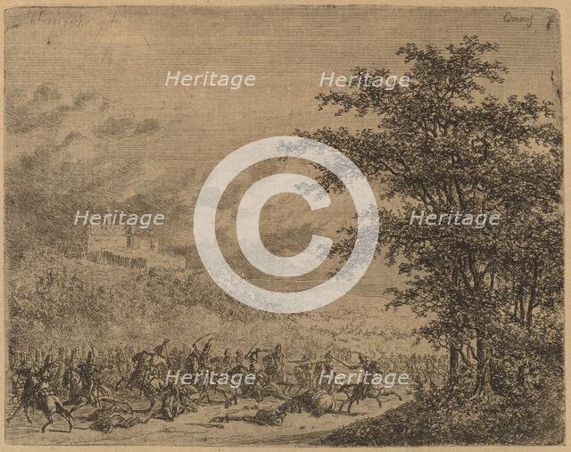 The Affair near Konigstein (L'Affaire pres de Koenigstein) [recto]. Creator: Gerhardus Emaus De Micault.