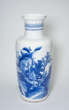 Baluster Vase with Figures and Pavillions amid Mountainous..., Qing dynasty, (1662-1722). Creator: Unknown.