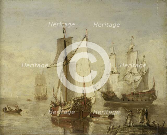 Speeljacht (Pleasure Yacht) and Warship, 1675-1699. Creator: Anon.