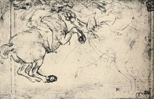 'Fight Between a Horseman and a Griffin', c1480 (1945). Artist: Leonardo da Vinci.