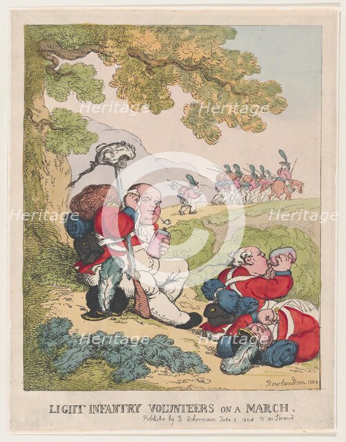 Light Infantry Volunteers on a March, June 8, 1804., June 8, 1804. Creator: Thomas Rowlandson.
