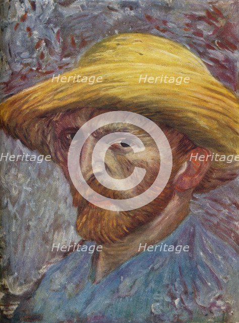 'Self Portrait with Straw Hat', 1887. Artist: Vincent van Gogh.