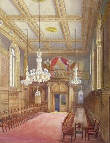 Interior of the Vintners' Hall, Upper Thames Street, London, 1888.                         Artist: John Crowther