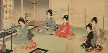 Tea Ceremony with Flower Arranging, from the series The Inner Palace of Chiyoda, 1895. Creator: Chikanobu, Toyohara (Yoshu) (1838-1912).