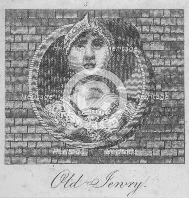 Stone bust of a female figure on the front of the Three Bucks Tavern, Old Jewry, London, 1825. Artist: Anon