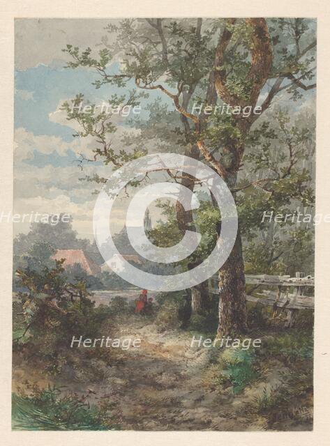 Landscape with two trees, a city in the distance, 1875. Creator: Sebastiaan Mattheus Sigismund de Ranitz.