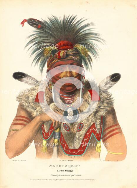 Ne-Sou-A Quoit, a Fox Chief, 1837. Creator: Albert Newsam.