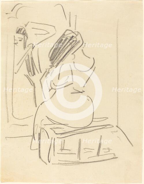 A Woman Combing Her Hair in Front of a Mirror, late 19th-early 20th century. Creator: Ernst Kirchner.