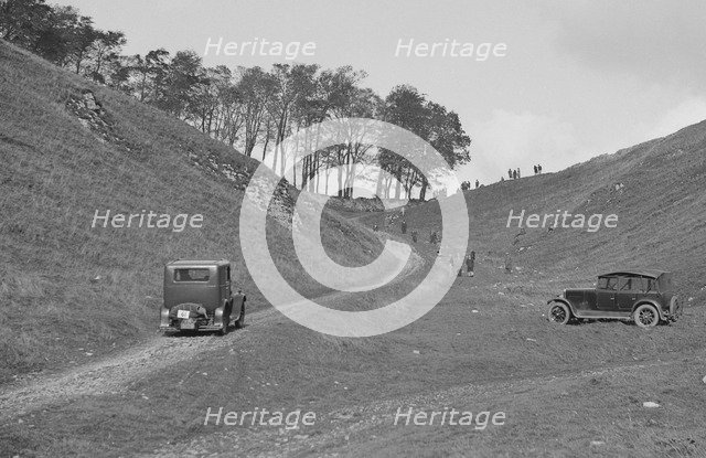 Morris Minor of A Harper competing in the MCC Sporting Trial, Litton Slack, Derbyshire, 1930. Artist: Bill Brunell.