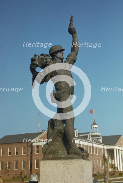 Marine statue at Parris Island, S.C. Statue called "Iron Mike" by recruits. , 1942. Creator: Alfred T Palmer.