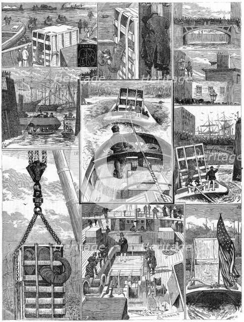 Transporting Jumbo the African elephant to America, 1882. Artist: Unknown