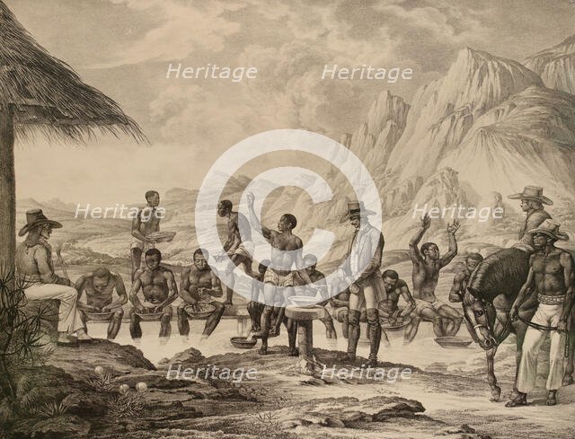 The washing of diamonds, Curralinho, 1823-1831. Creator: Meier (Meyer), E. (active 1820s-1830s).
