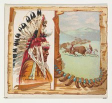 Man and Chief, Pawnee, from the American Indian Chiefs series (N36) for Allen & Ginter Cig..., 1888. Creator: Allen & Ginter.