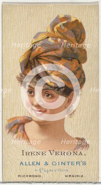 Irene Verona, from World's Beauties, Series 2 (N27) for Allen & Ginter Cigarettes, 1888., 1888. Creator: Allen & Ginter.