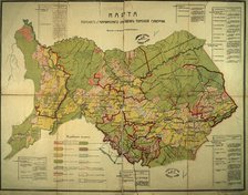 Map of Tomsk and Mariinsky uyezds of Tomsk province, 1908-1909. Creator: IAkovenko, A..