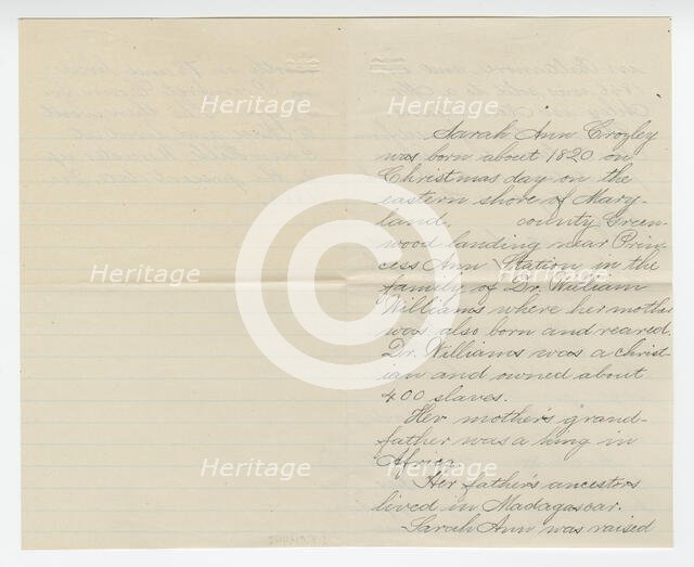 Biography of Sarah Ann Blunt Crozley, December 1884. Creator: Unknown.