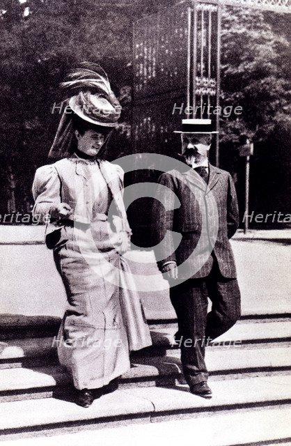 Francisco Ferrer Guardia (1859-1909), Catalan politician and pedagogue, walking with a friend.