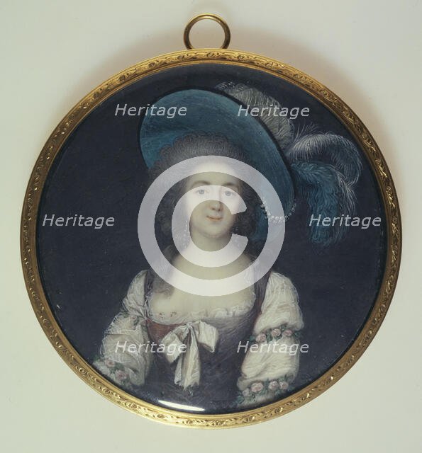 Portrait of young woman in a plumed hat, c1785. Creator: Vincenza Benzi-Basteris.