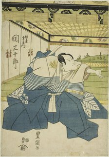 The actor Seki Sanjuro II as Sasaki Saemon in the play "Higashiyama-dono Kabuki no Danmaku..., 1818. Creator: Utagawa Toyokuni I.