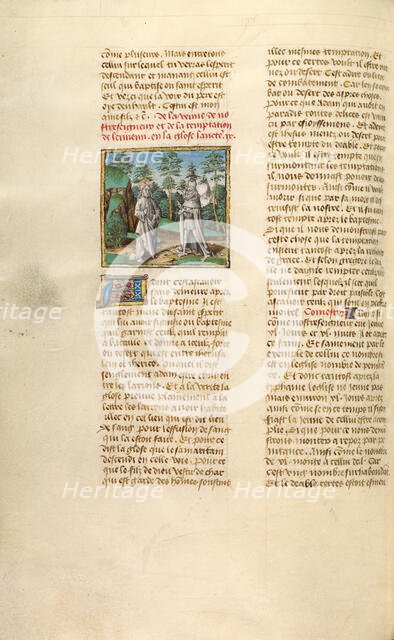 The First Temptation of Christ; Miroir Historial, about 1475. Creator: Unknown.