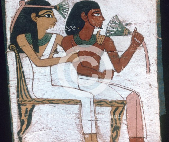 Detail of the decoration of a sarcophagus of The Lady of Madja, 18th Dynasty. Artist: Unknown