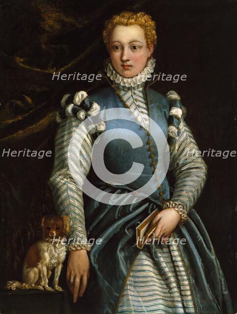 Portrait of a Woman with a Dog, 1560. Creator: Paolo Veronese.