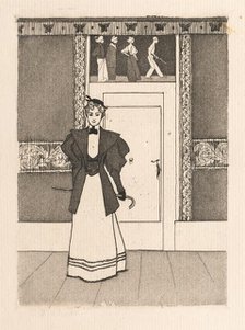 Interior with Young Woman in Walking Costume, 1895. Creator: Eugen Kirchner (German, 1865-1938).