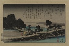 Evening Rain at Azuma Shrine. From the series Eight views in the environs of Edo, 1838. Creator: Hiroshige, Utagawa (1797-1858).