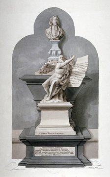 Monument to Philip Carteret in the north nave aisle of Westminster Abbey, London, c1750.           Artist: Fisher