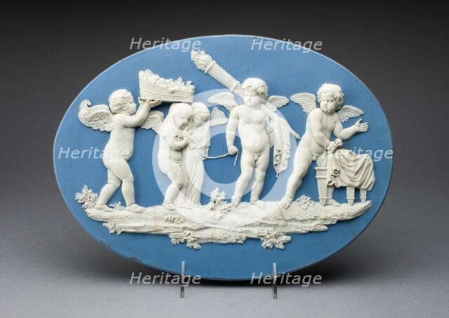 Plaque with Marriage of Cupid and Psyche, Burslem, 1787. Creator: Wedgwood.