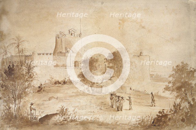 View of a military fortress, Christiansfort, Charlotte Amalie, St Thomas, West Indies, 1852. Artist: Camille Pissarro.