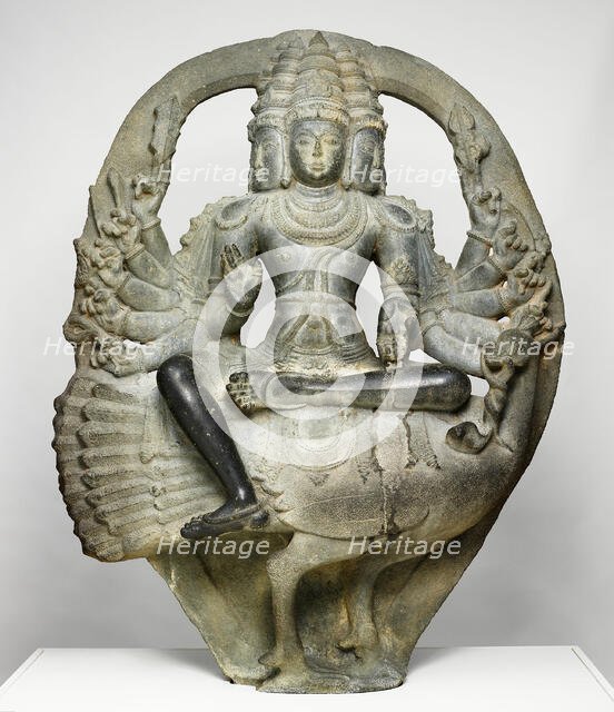 Karttikeya, Commander of the Divine Army, Seated on a Peacock, Ganga Period, about 12th cent. Creator: Unknown.